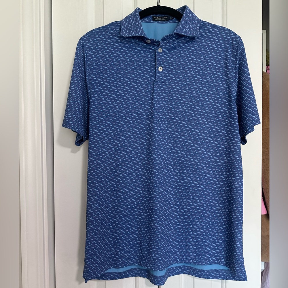 Southern Marsh Blue Fish Print Shirt